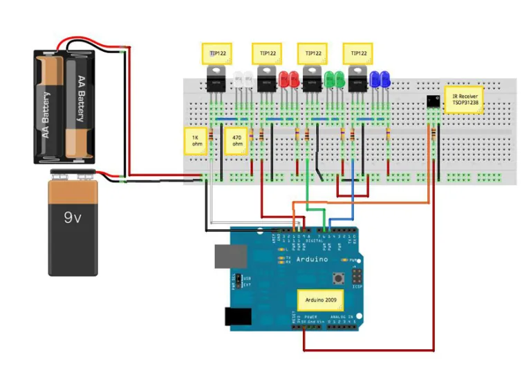 Remote-controlled fiber-optic Ceiling Light with Arduino