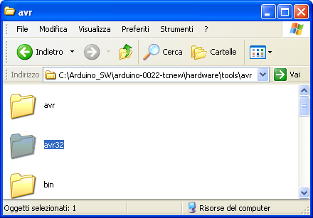 Fig. 4 - La cartella avr32 da cancellare