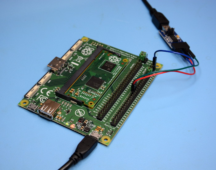 Raspberry Pi Compute Module plugged