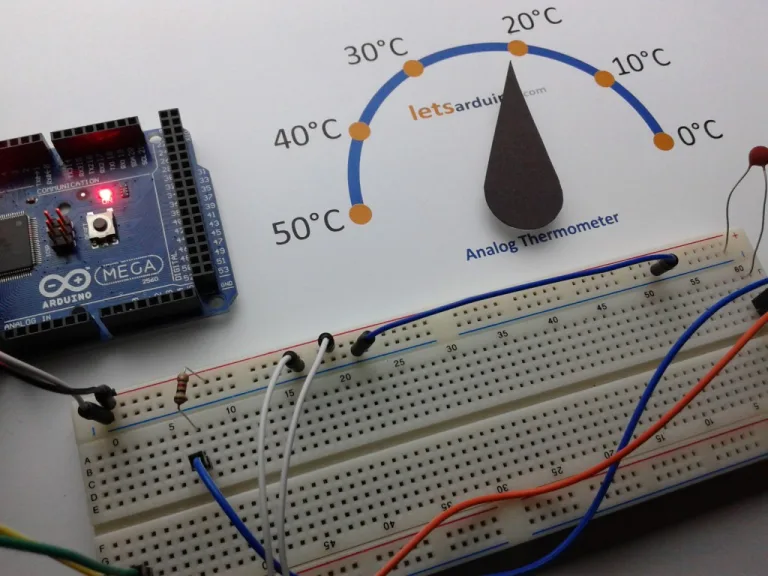 Servo Motor Controlled Analog Thermometer Using Thermistor (NTC) + Arduino
