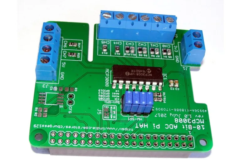 8-Channel ADC  Rpi HAT For Analog-To-Digital Conversions
