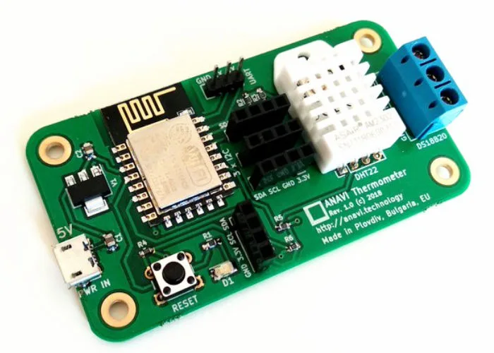 Anavi Open Source ESP8266-Powered Thermometer Dev Board