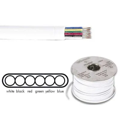 Telephone cable 6 x 0.08mm white flat