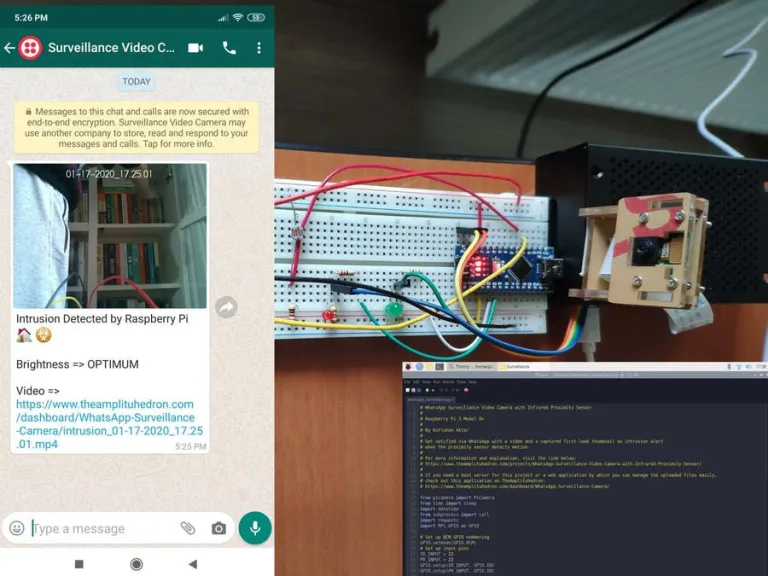 WhatsApp Surveillance Video Camera with IR Proximity Sensor