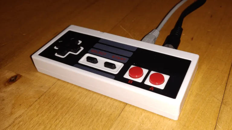 An Arduino Tetris console inside of an NES controller