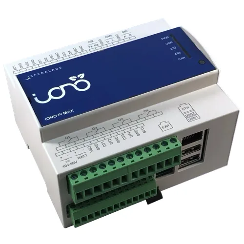 Sfera Labs’ Iono Pi Max combines an industrial server with a programmable controller in single DIN-rail solution