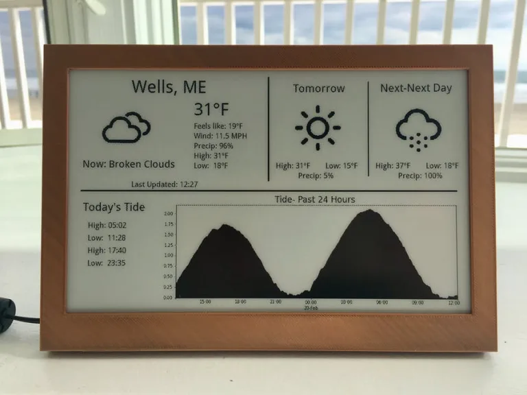 E-Ink tide and weather tracker