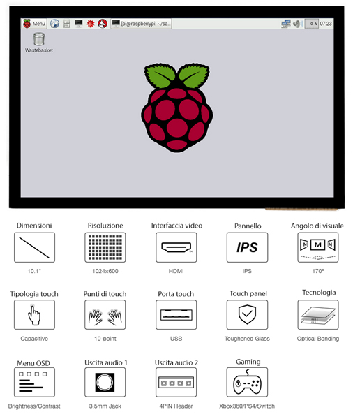 Display Touch 10 pollici capacitivo