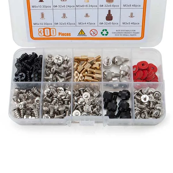 Plastic box with assorted PC mounting screws, 10 different types, 300 pieces - Image 4