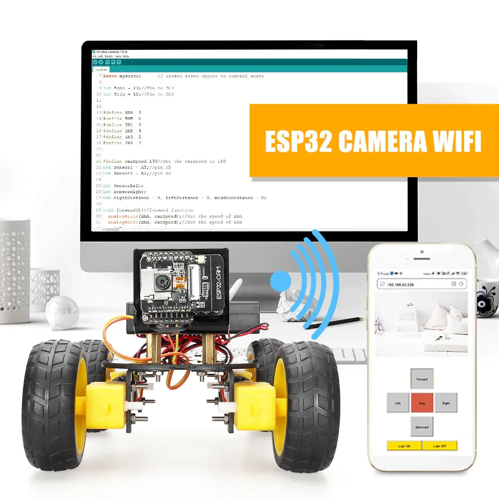 4WD WiFi Robot Car with ESP32-CAM Camera - Kit - Image 7