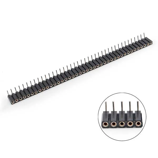 40-Pin Machined Female Strip Connector, 2.54mm Pitch - 90° - Image 1