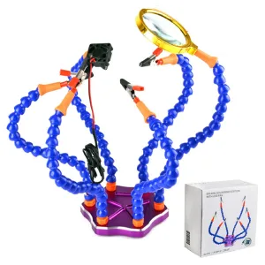 Soldering Work Station with 6 Flexible Arms and Magnifier
