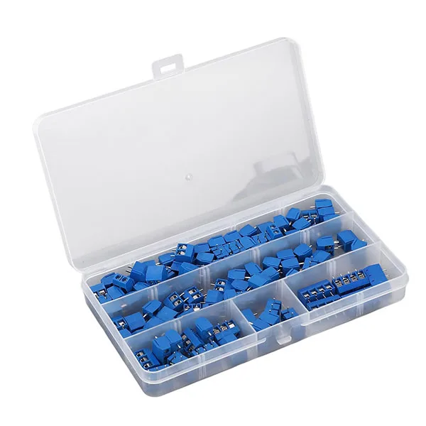 Plastic box, 100 PCB terminal blocks with 5mm pitch - three sizes - Image 1