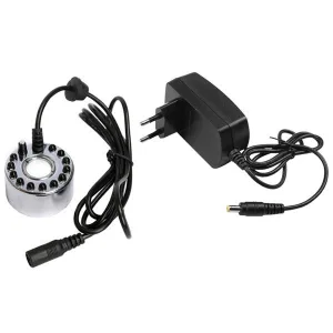 Ultrasonic mist maker with 12 LEDs and power supply