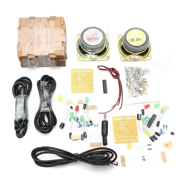 2x3W Powered Speaker Set with VU Meter and Clear Box - Image 1
