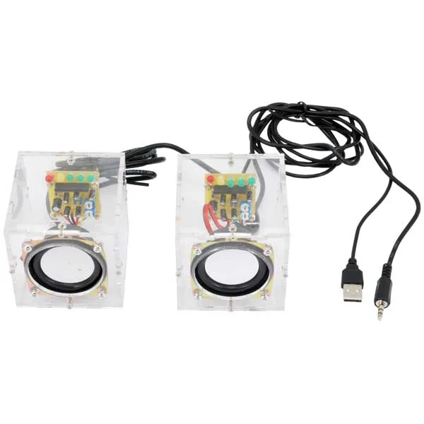2x3W Powered Speaker Set with VU Meter and Clear Box - Image 4