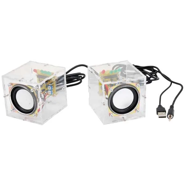 2x3W Powered Speaker Set with VU Meter and Clear Box - Image 3