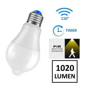 LED Lamp 12W with PIR and Dusk Sensor - Cool White