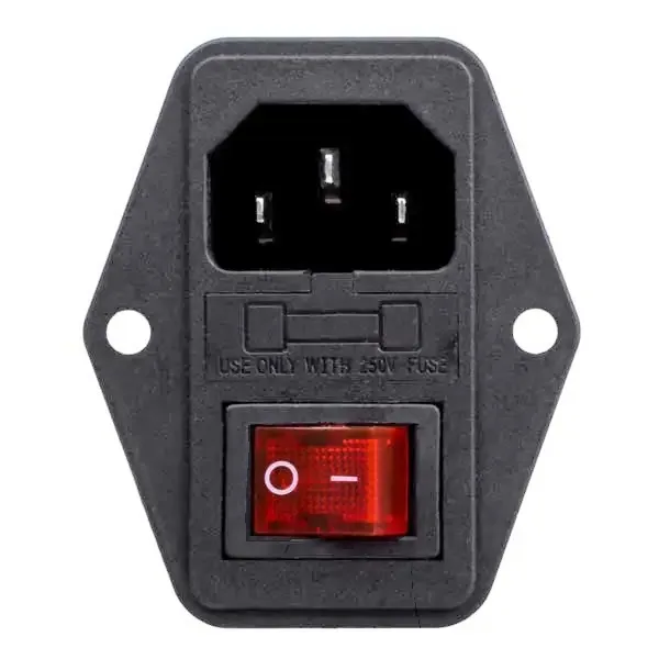 Panel-mount VDE inlet 250 VAC with illuminated switch - Image 1