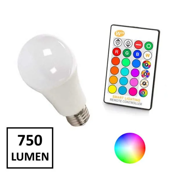 10 Watt RGB+Warm White LED Lamp with Remote Control - Image 1