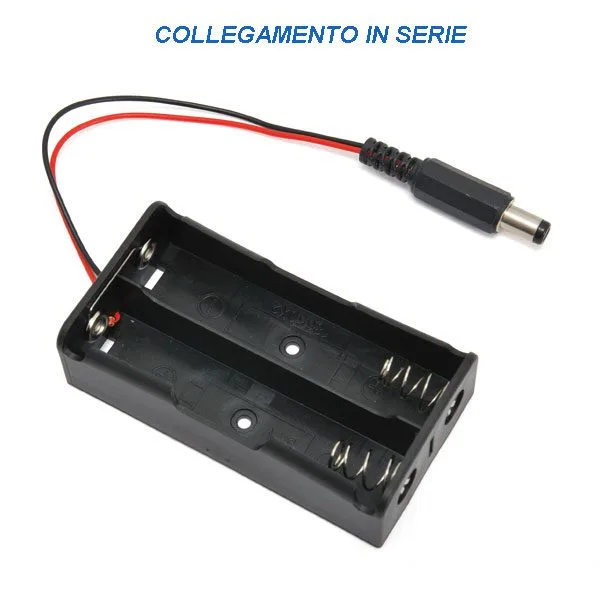 Battery holder with DC plug for 2 x 18650 cells in series - Image 1
