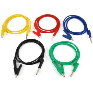 Set of 5 Colored Cables with Banana and Crocodile Plugs