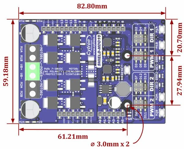 2 DC Motor / 1 Stepper Motor Driver Shield - 10 A - Image 3