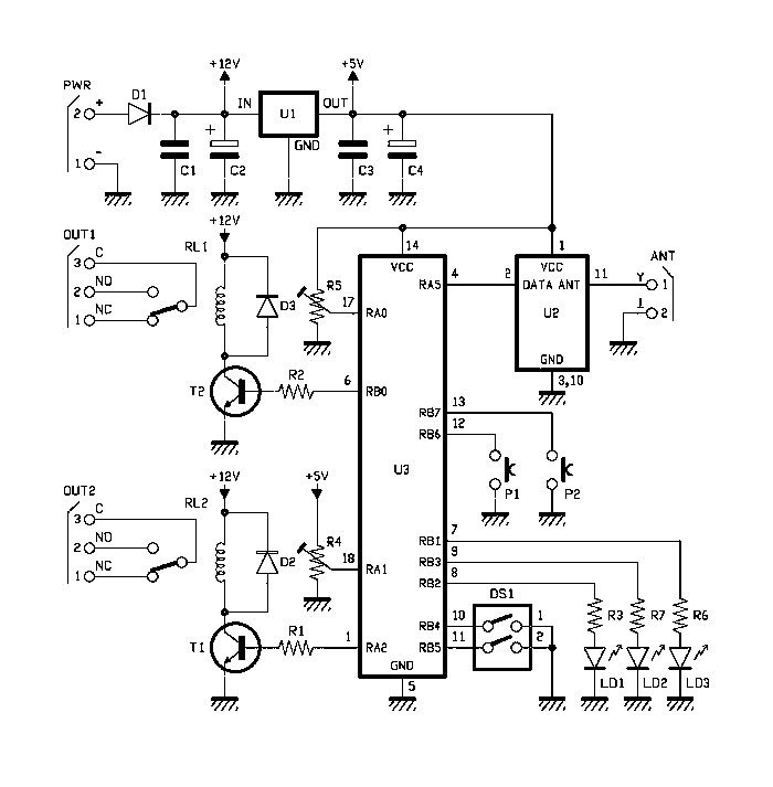 Ricevitore a due canali 433MHz