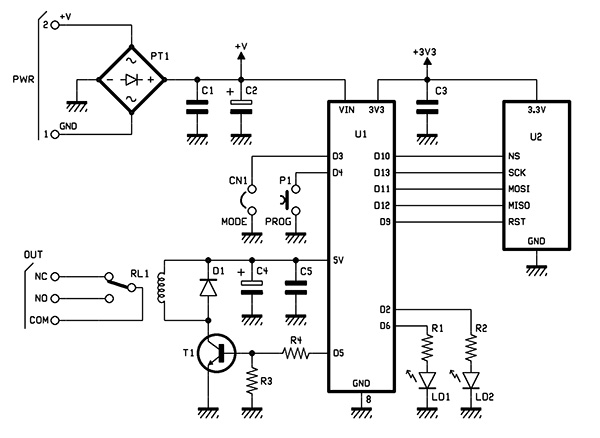 RFID key with Arduino Nano - Wiring diagram