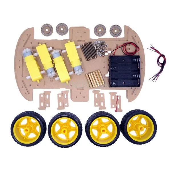 4-Wheel Robot Base + Gearmotors + Battery Holder - Image 3