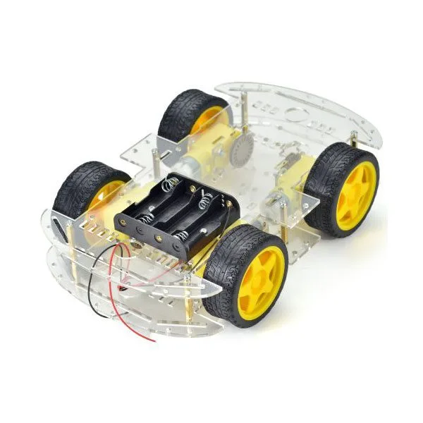 4-Wheel Robot Base + Gearmotors + Battery Holder - Image 1