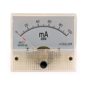 Analogue panel ammeter 64x56mm - 100 mA