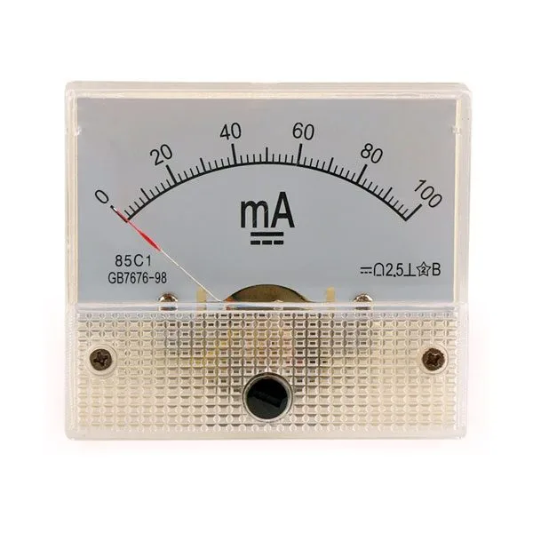 Analogue panel ammeter 64x56mm - 100 mA - Image 1