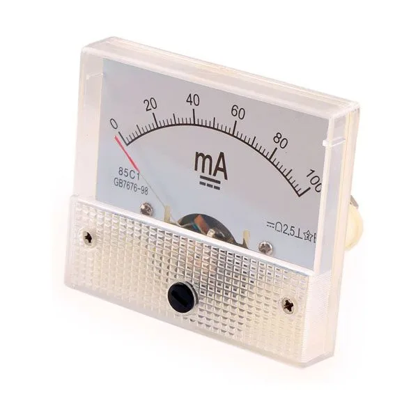 Analogue panel ammeter 64x56mm - 100 mA - Image 3