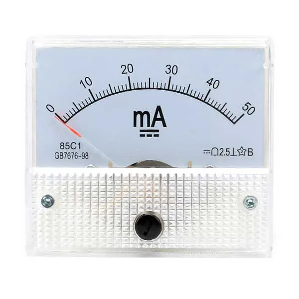 Analogue Panel Ammeter 64x56mm - 50 mA - Image 1
