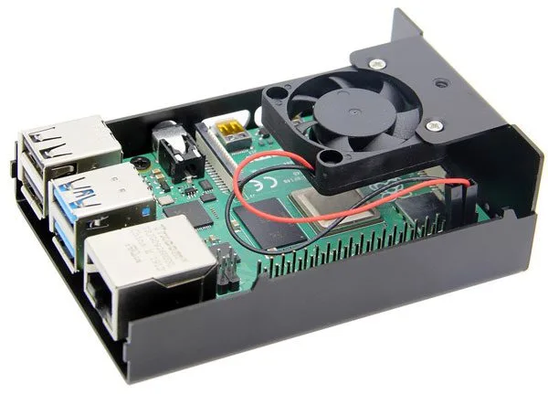 Aluminium Case with Fan for Raspberry Pi 4 - Black - Image 3
