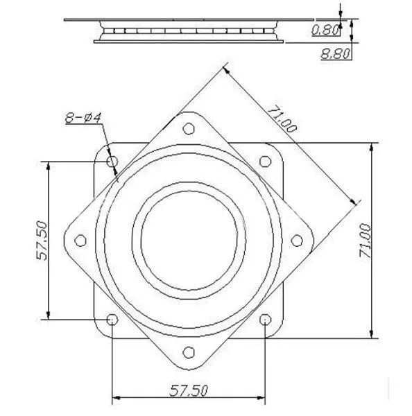 Steel turntable bearing 71x71 mm - Image 3