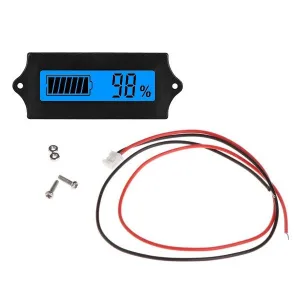 LCD Charge Indicator for Lead-Acid, Lithium and Lithium-Iron-Phosphate Batteries - Blue