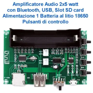 2x5 W Amplifier with Bluetooth and Battery Power – assembled