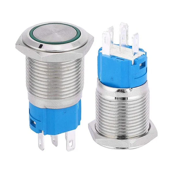 Vandal-Resistant Metal Switch 16mm - Green LED - Image 4