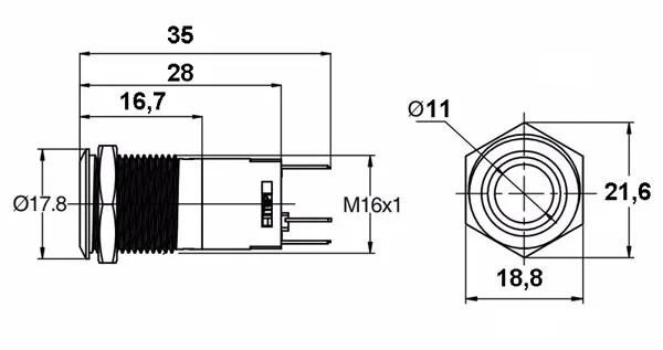 Vandal-resistant pushbutton 16 mm - white LED - Image 3
