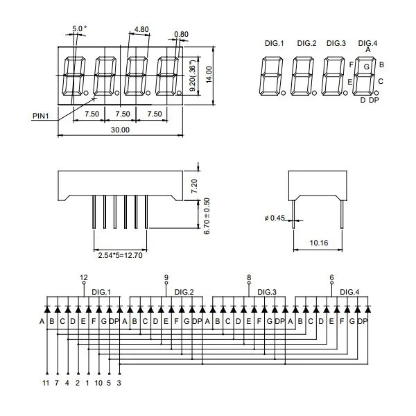 4-digit 7-segment display 0.56" CC - red - Image 3
