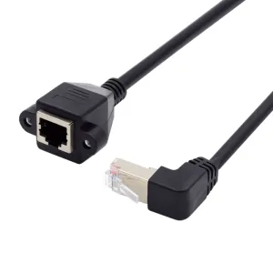 RJ45 male 90° to panel-mount RJ45 female cable - 30 cm - Top fixing