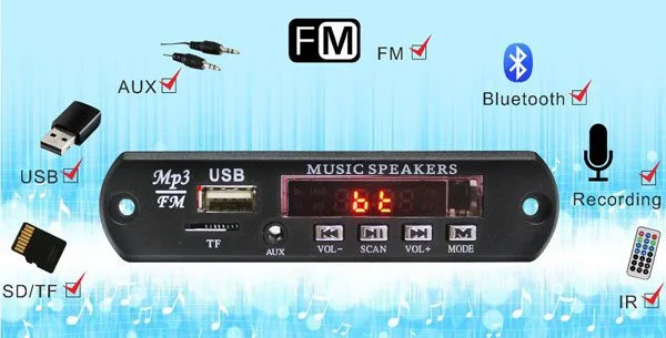 MP3/WMA/WAV audio player with FM radio, Bluetooth, USB and remote control - Image 4