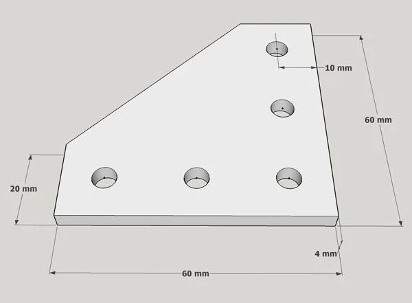 90/45° aluminium plate 4 mm - Image 5