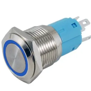 Anti-vandal push button 16 mm - blue LED