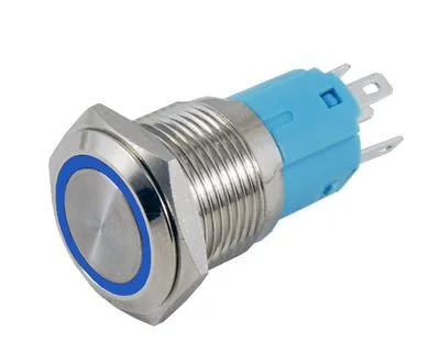 Anti-vandal push button 16 mm - blue LED - Image 1