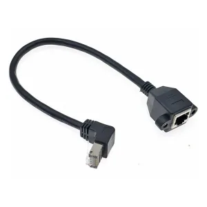 Male 90° RJ45 to Panel-Mount Female RJ45 Cable - 30 cm - Bottom Fixing