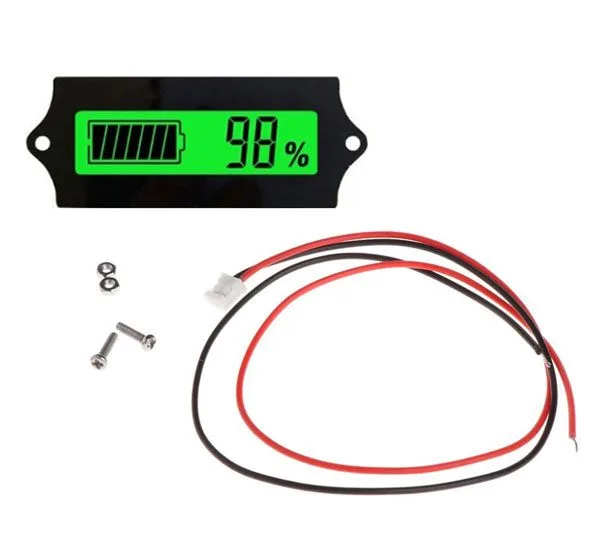 LCD Charge Indicator for Lead-Acid, Lithium and Lithium-Iron-Phosphate Batteries - Green - Image 1