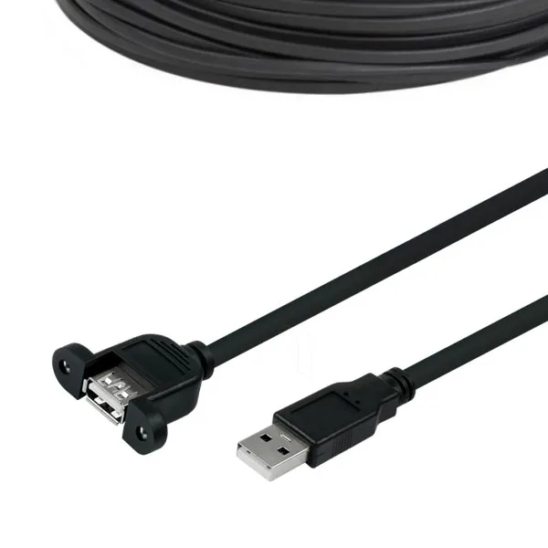 USB male to panel-mount female cable - 2 metres - Image 1